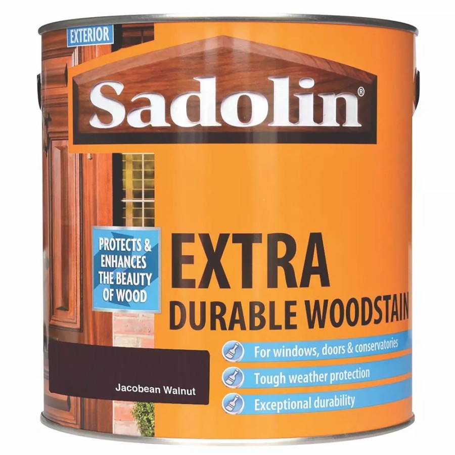 Decorating * | Sadolin Extra Durable Woodstain Semi Gloss Jacobean Walnut 2.5Ltr