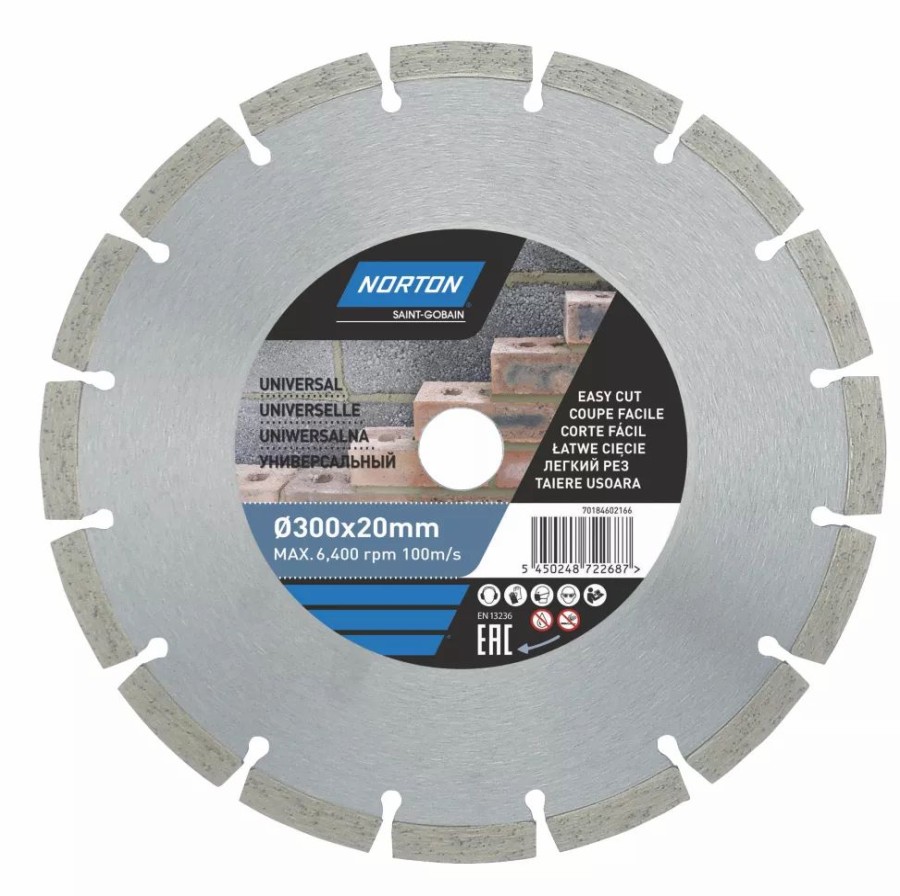 Cutting & Blades * | Norton Multi-Material Segmented Diamond Cutting Blade 300 X 20Mm