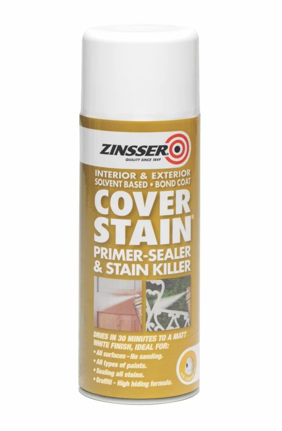 Decorating * | Zinsser Matt Cover Stain Spray White 400Ml