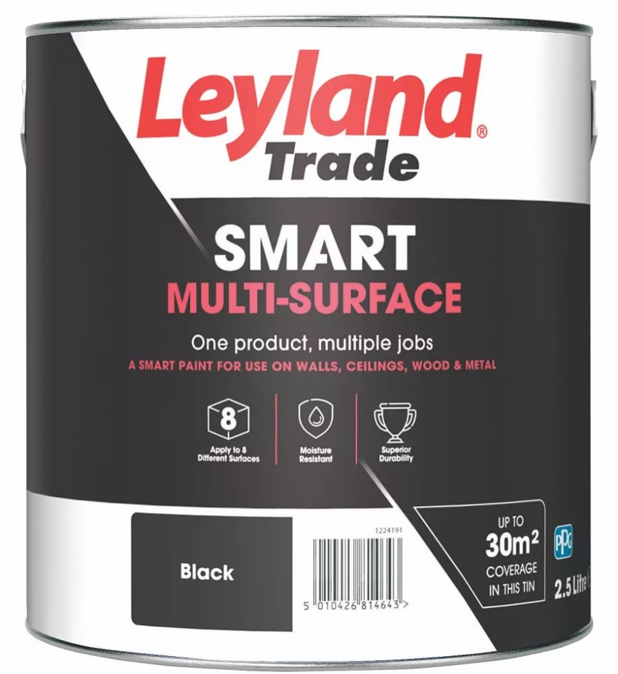 Decorating * | Leyland Trade Smart Eggshell Black Emulsion Multi-Surface Paint 2.5Ltr