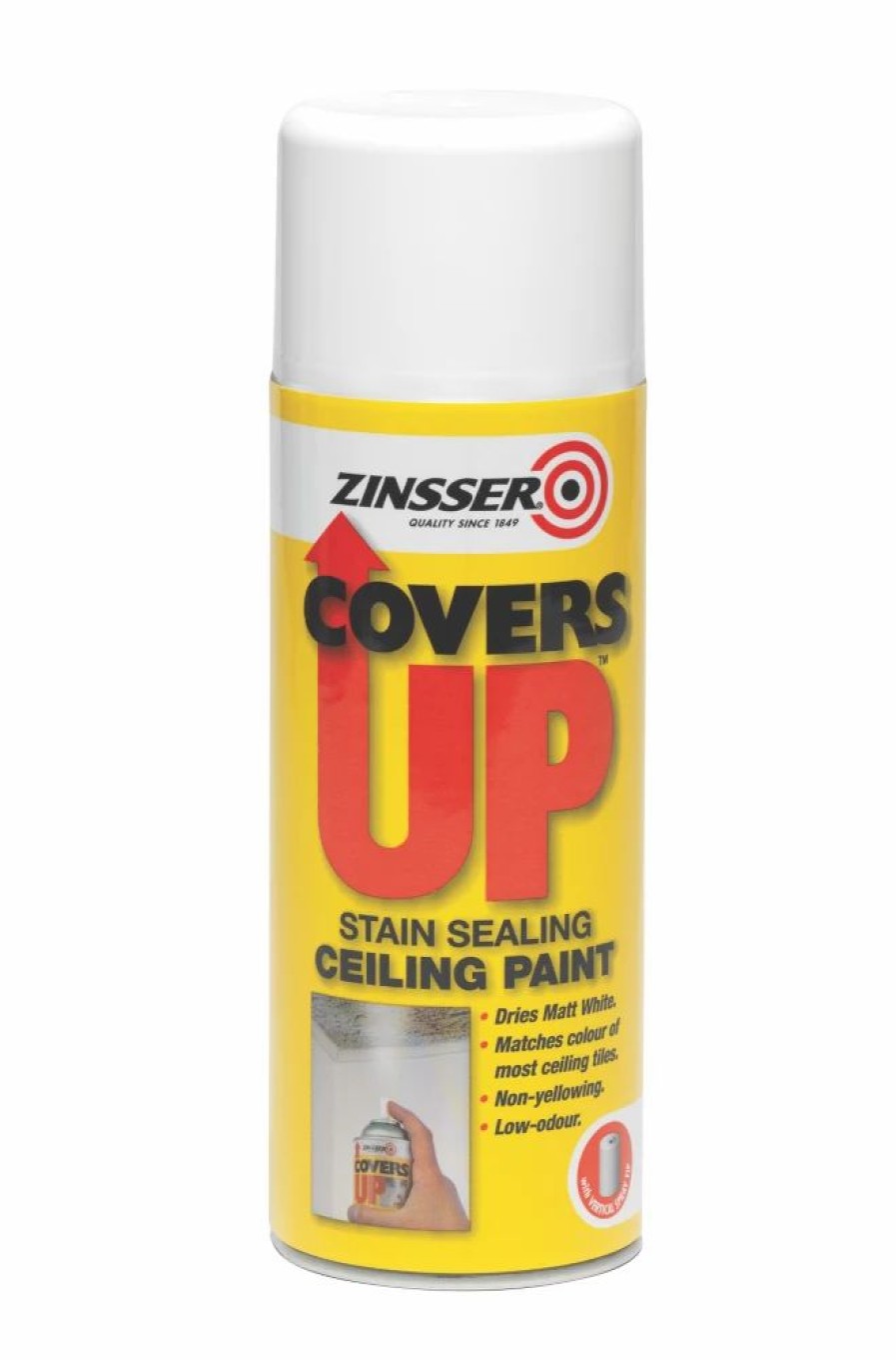 Decorating * | Zinsser Covers Up Vertical Ceiling Spray Paint Flat White 400Ml