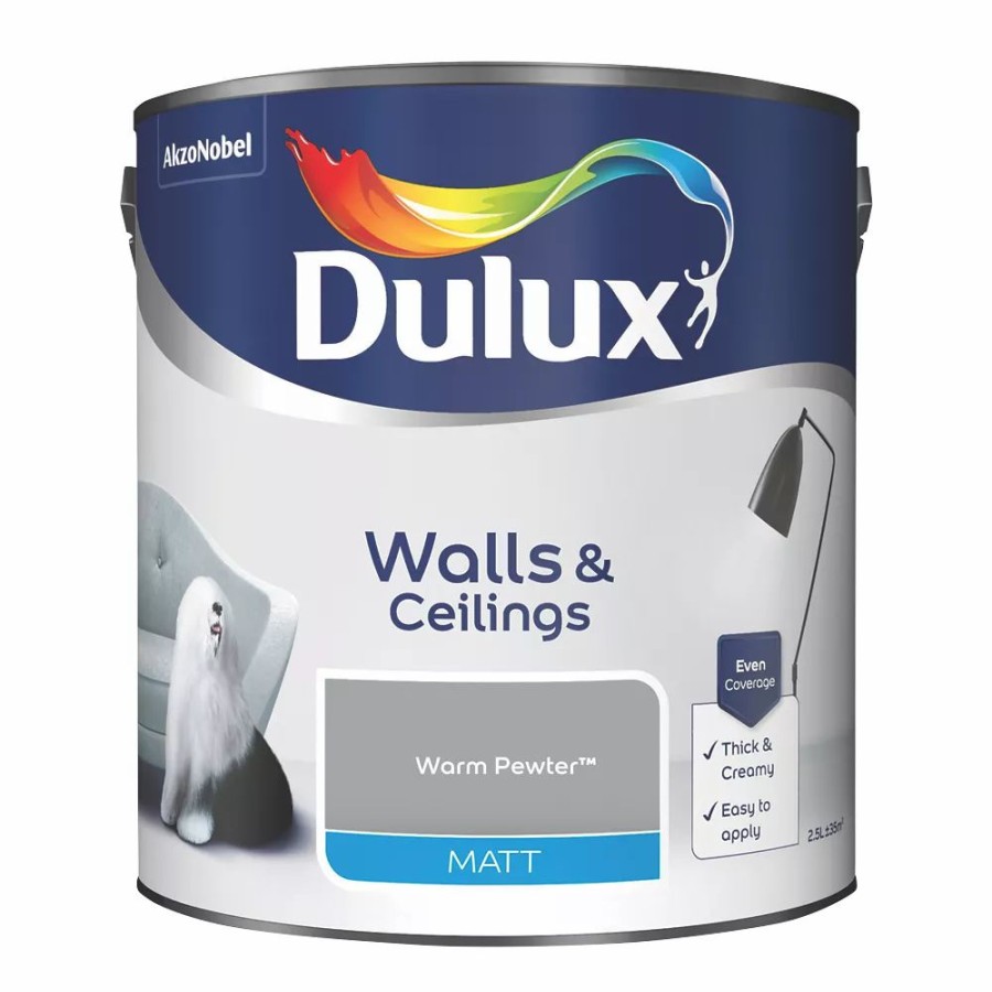 Decorating * | Dulux Matt Warm Pewter Emulsion Paint 2.5Ltr