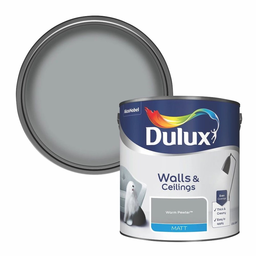 Decorating * | Dulux Matt Warm Pewter Emulsion Paint 2.5Ltr