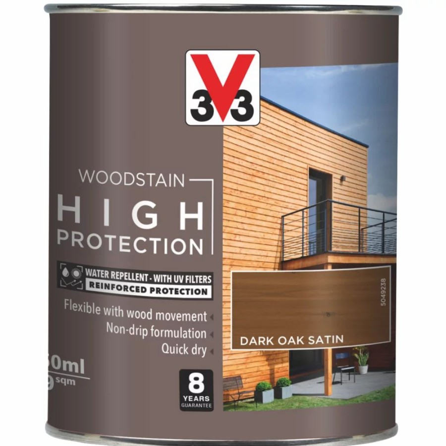 Decorating * | V33 High-Protection Exterior Woodstain Satin Dark Oak 750Ml