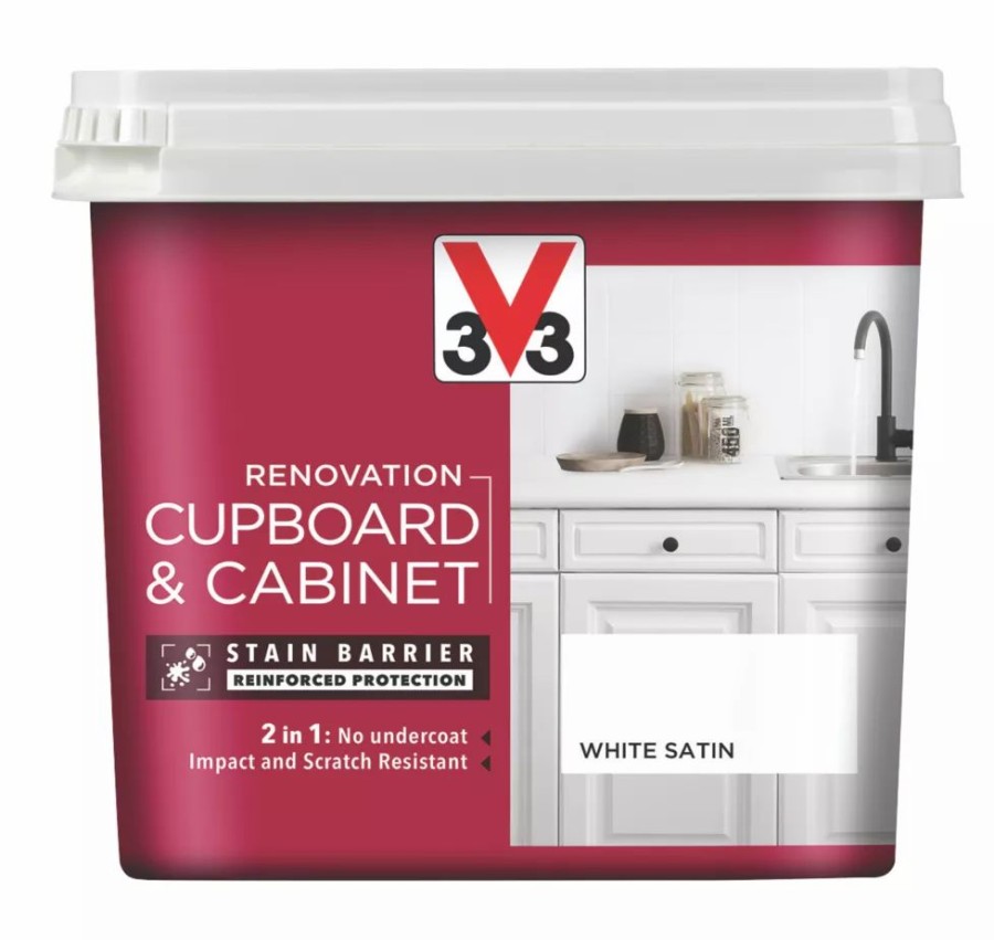 Decorating * | V33 Satin White Trim Cabinet Paint 750Ml