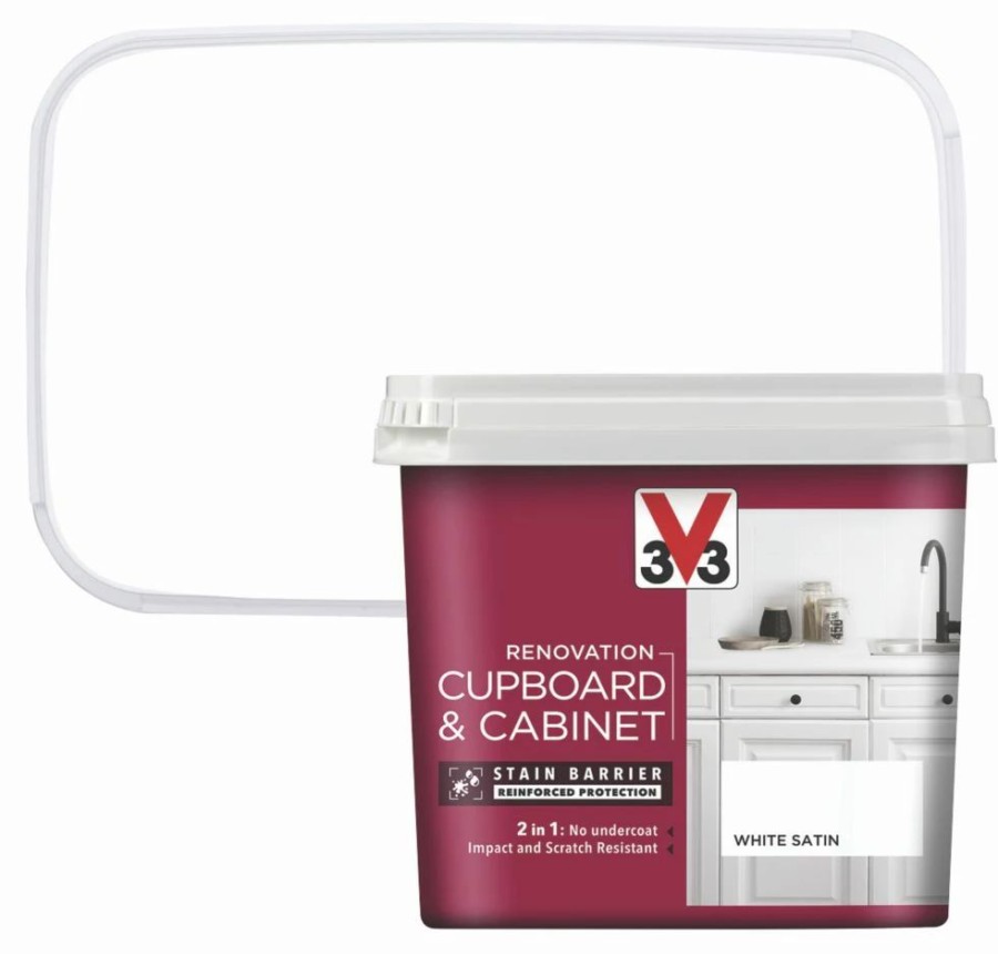 Decorating * | V33 Satin White Trim Cabinet Paint 750Ml