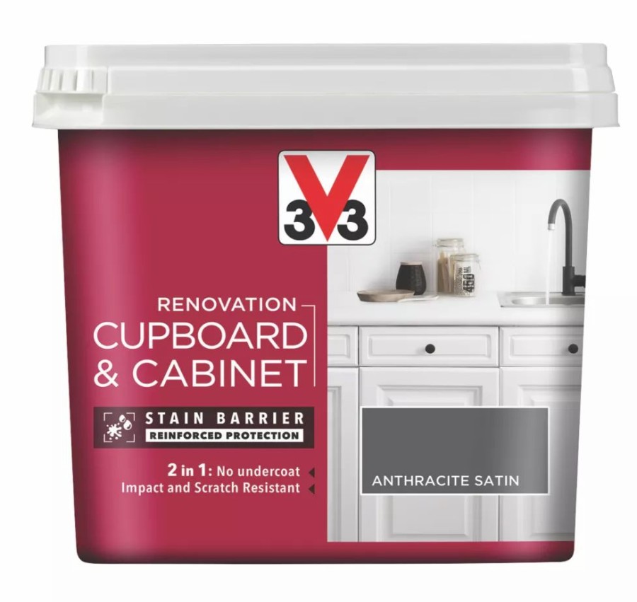 Decorating * | V33 Satin Anthracite Grey Trim Cabinet Paint 750Ml