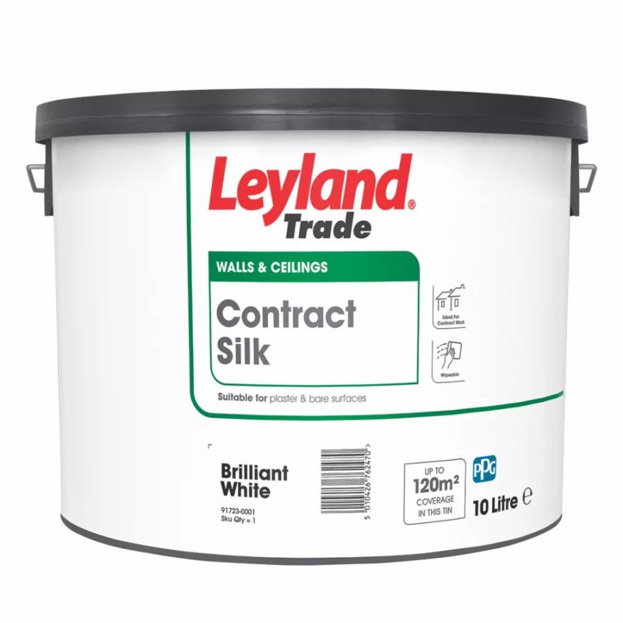 Decorating * | Leyland Trade Contract Silk Brilliant White Emulsion Paint 10Ltr