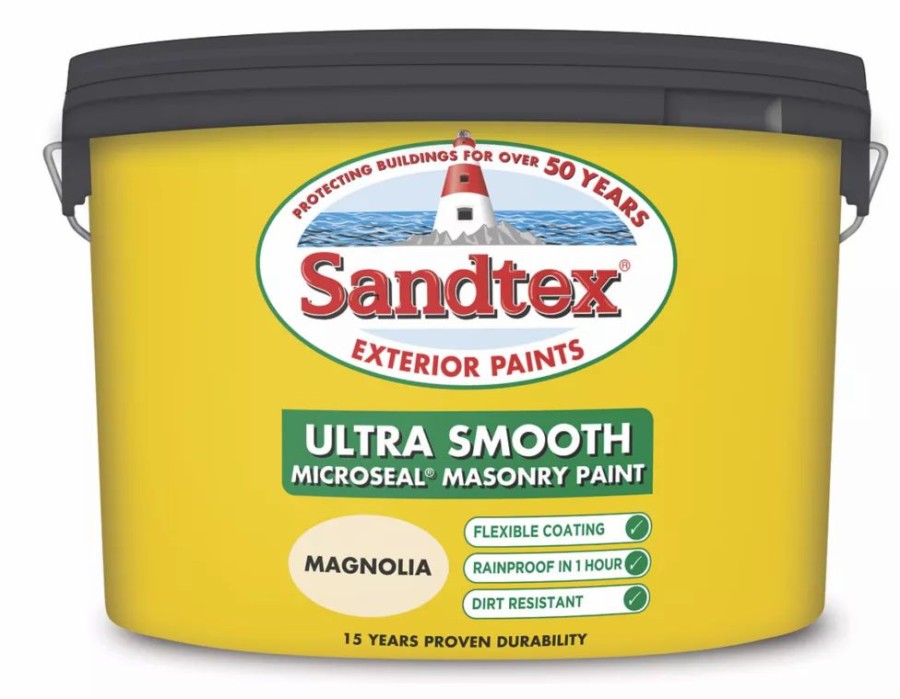 Decorating * | Sandtex Ultra Smooth Masonry Paint Magnolia 10Ltr