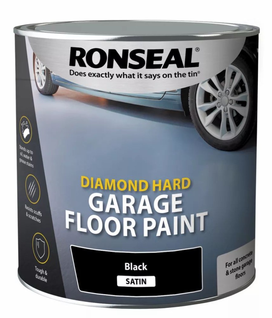 Decorating * | Ronseal Diamond Hard Garage Floor Paint Black 2.5Ltr