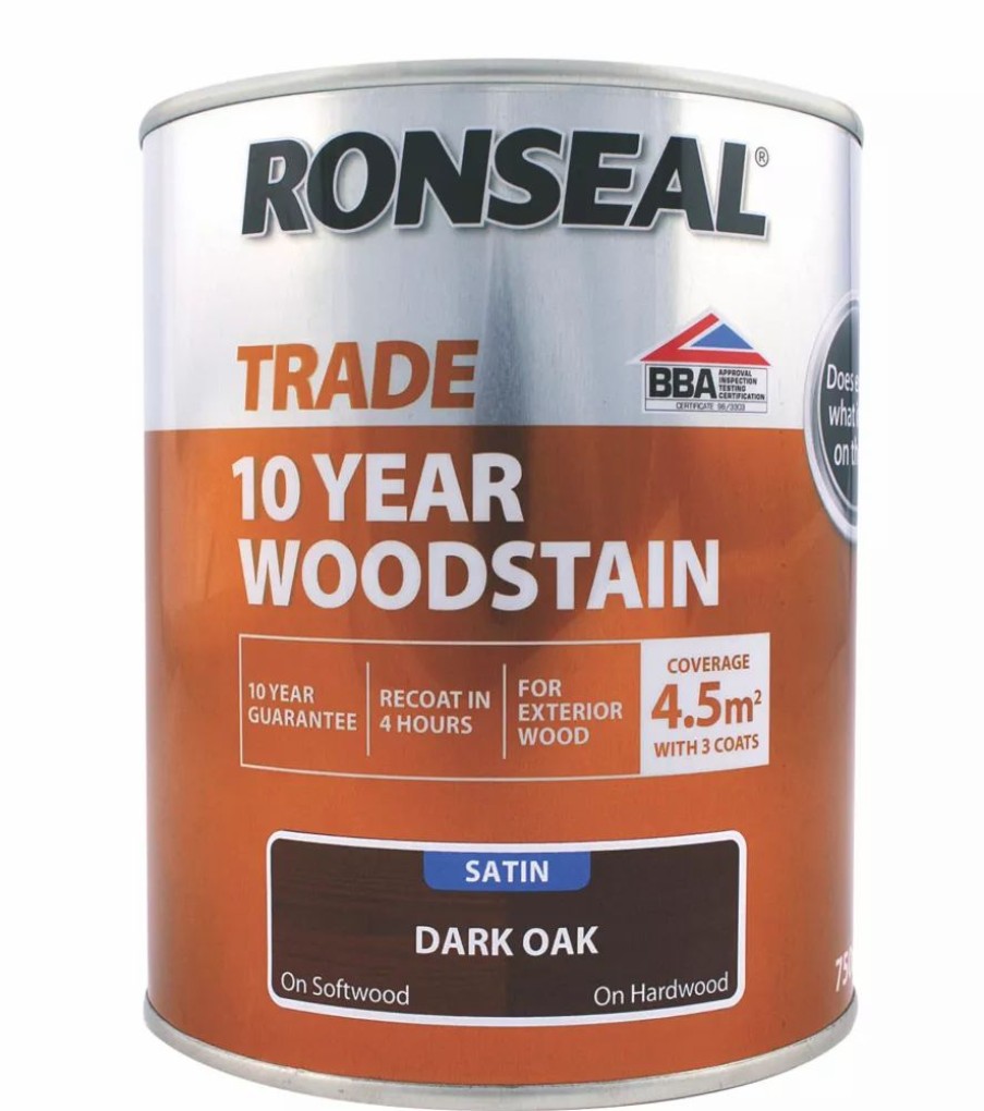 Decorating * | Ronseal Trade 10 Year Woodstain Satin Dark Oak 750Ml