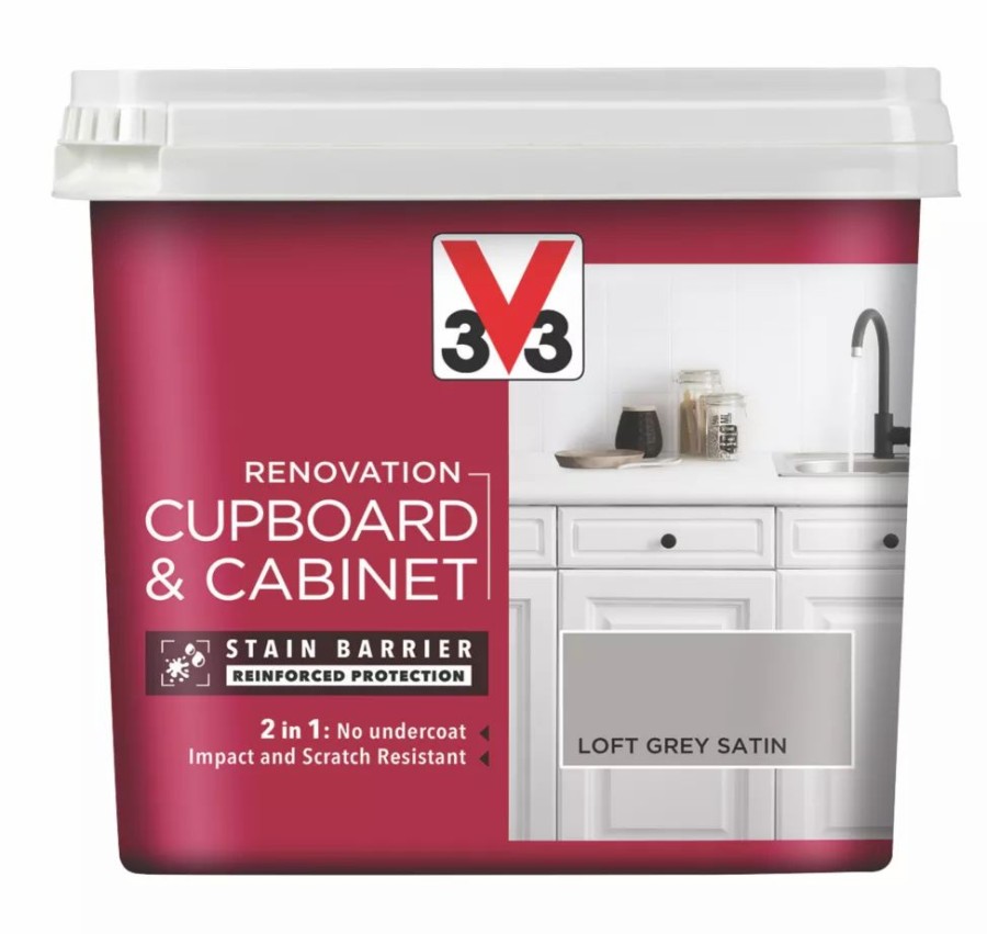 Decorating * | V33 Satin Loft Grey Trim Cabinet Paint 750Ml