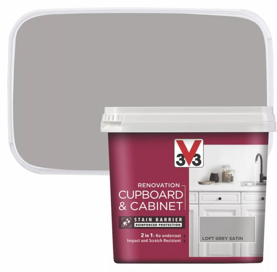 Decorating * | V33 Satin Loft Grey Trim Cabinet Paint 750Ml