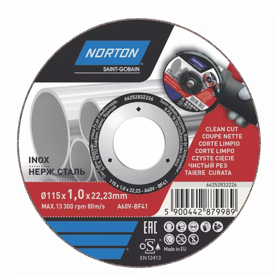 Angle Grinder Discs * | Norton Stainless Steel Metal Cutting Disc 4 1/2" (115Mm) X 1 X 22.23Mm