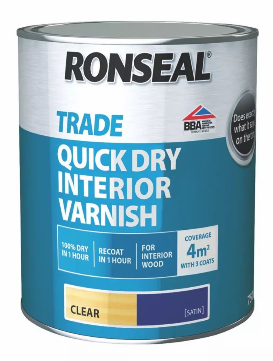 Decorating * | Ronseal Trade Quick-Dry Interior Varnish Satin Clear 750Ml