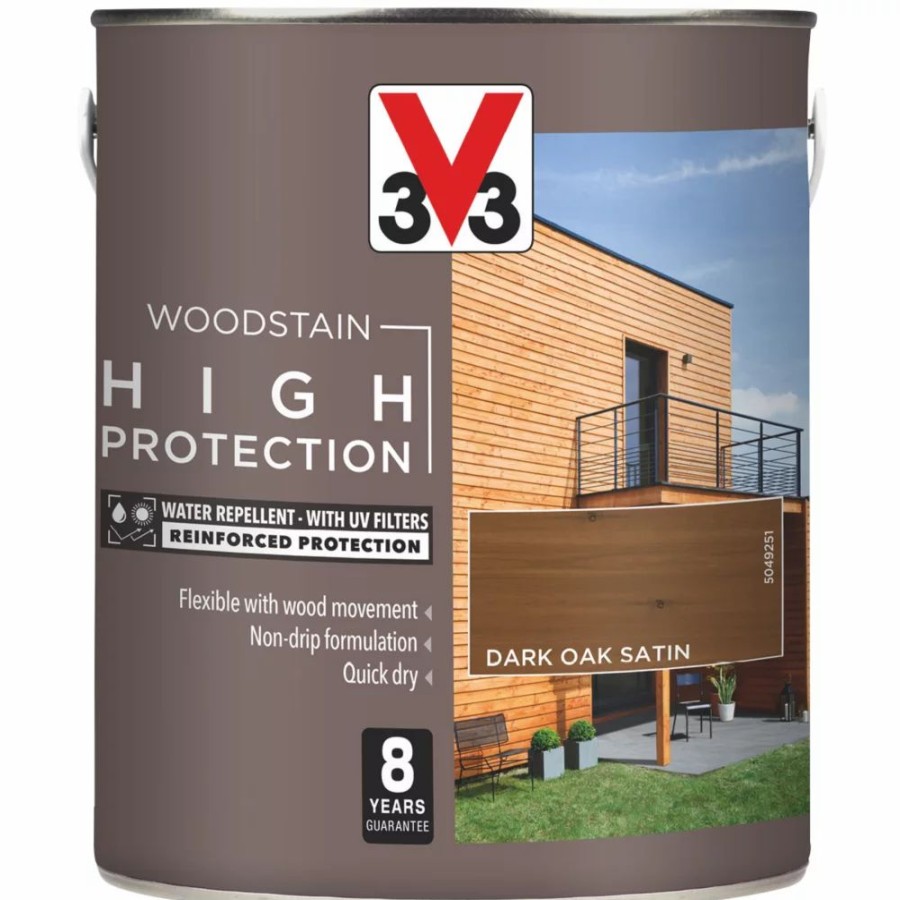 Decorating * | V33 High-Protection Exterior Woodstain Satin Dark Oak 2.5Ltr