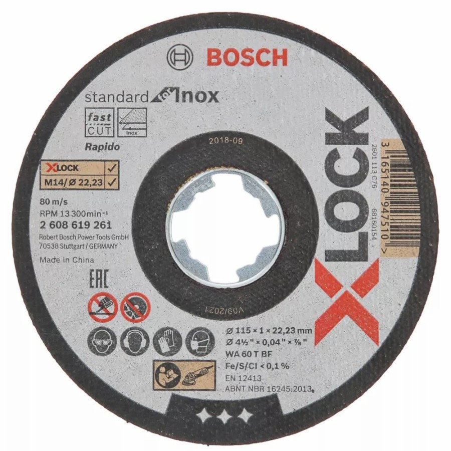 Angle Grinder Discs * | Bosch X-Lock Stainless Steel Cutting Disc 4 1/2" (115Mm) X 1 X 22.23Mm 10 Pack