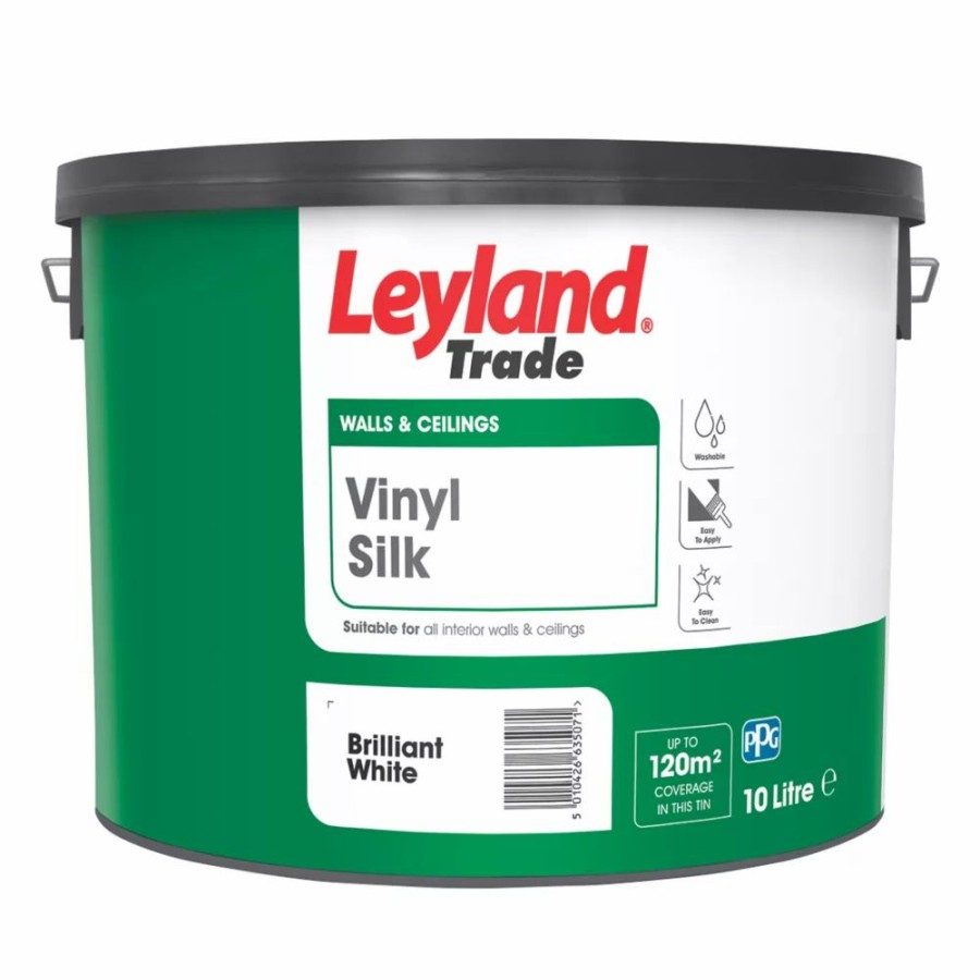 Decorating * | Leyland Trade Vinyl Silk Brilliant White Emulsion Paint 10Ltr