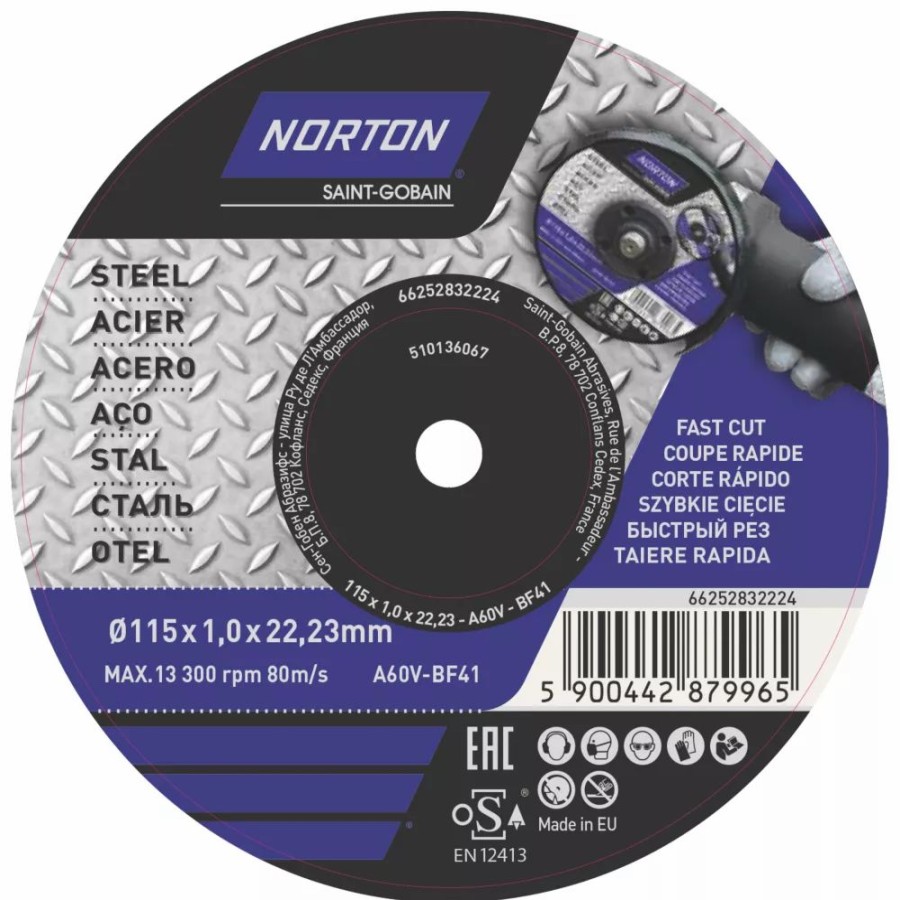 Angle Grinder Discs * | Norton Metal Cutting Disc 4 1/2" (115Mm) X 1 X 22.23Mm 5 Pack