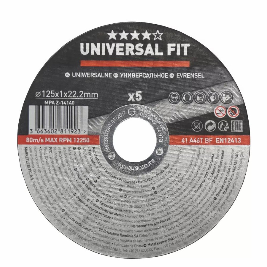 Angle Grinder Discs * | Essentials Stainless Steel Metal Cutting Disc 5" (125Mm) X 1 X 22.2Mm 5 Pack