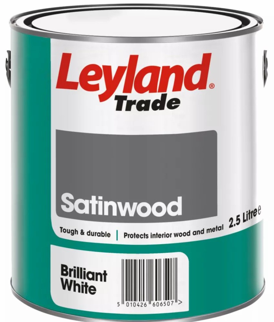 Decorating * | Leyland Trade Satin Brilliant White Trim Paint 2.5Ltr