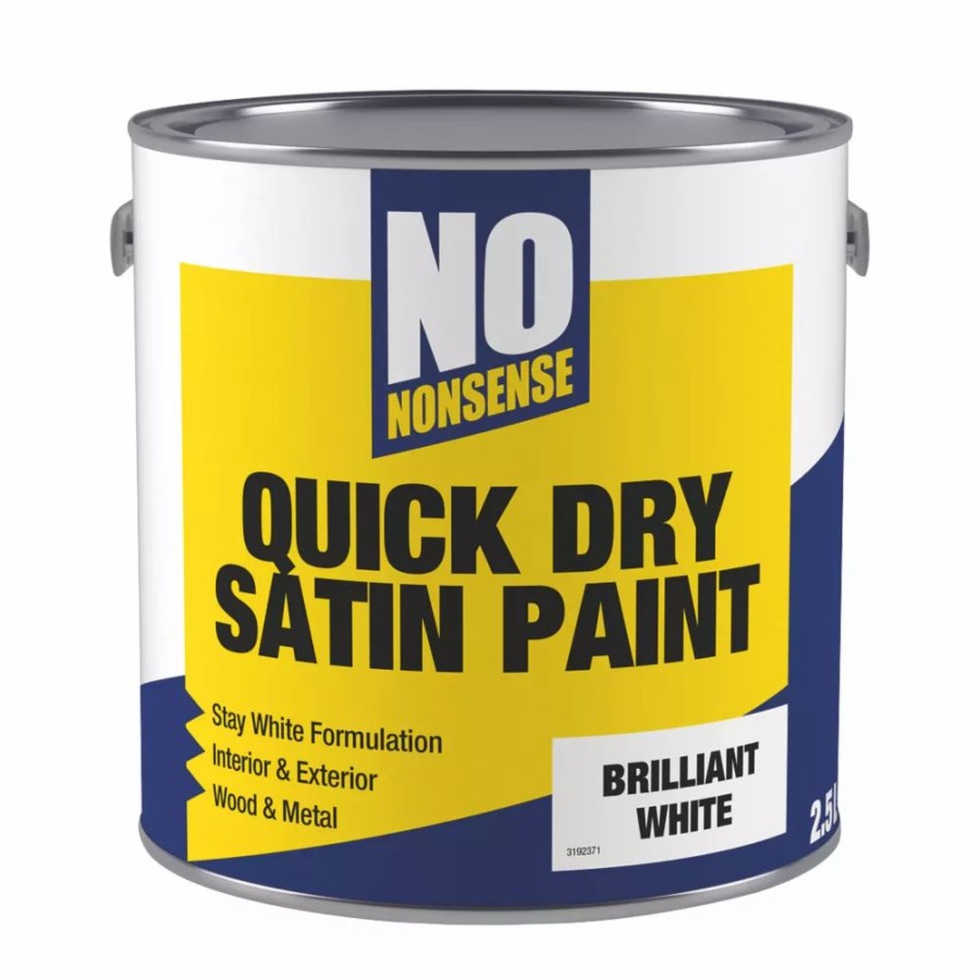 Decorating * | No Nonsense Satin Brilliant White Acrylic Water-Based Paint 2.5Ltr