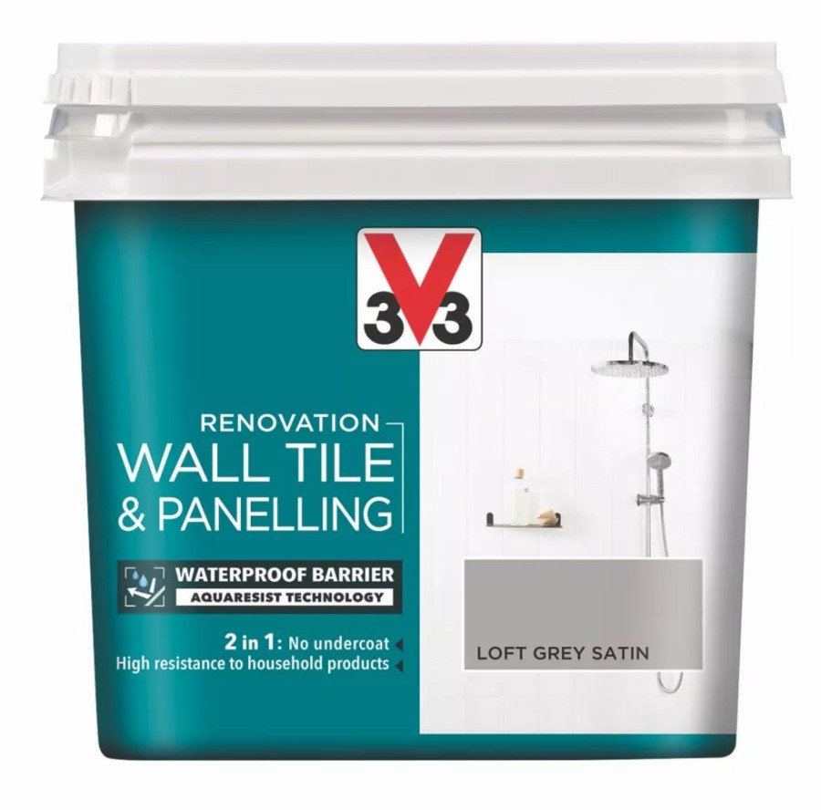 Decorating * | V33 Satin Loft Grey Acrylic Wall Tile & Panelling Paint 750Ml