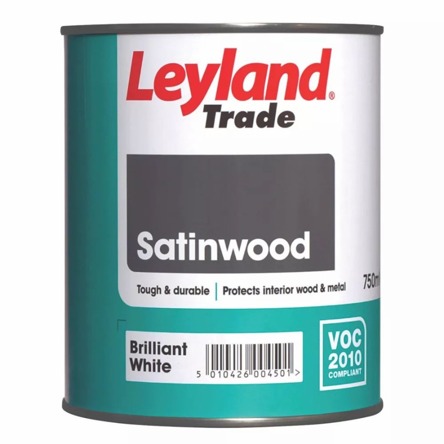 Decorating * | Leyland Trade Satin Brilliant White Trim Paint 750Ml