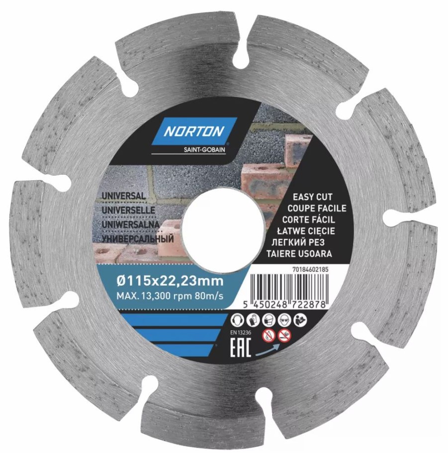 Cutting & Blades * | Norton Multi-Material Segmented Diamond Cutting Blade 115 X 22.23Mm