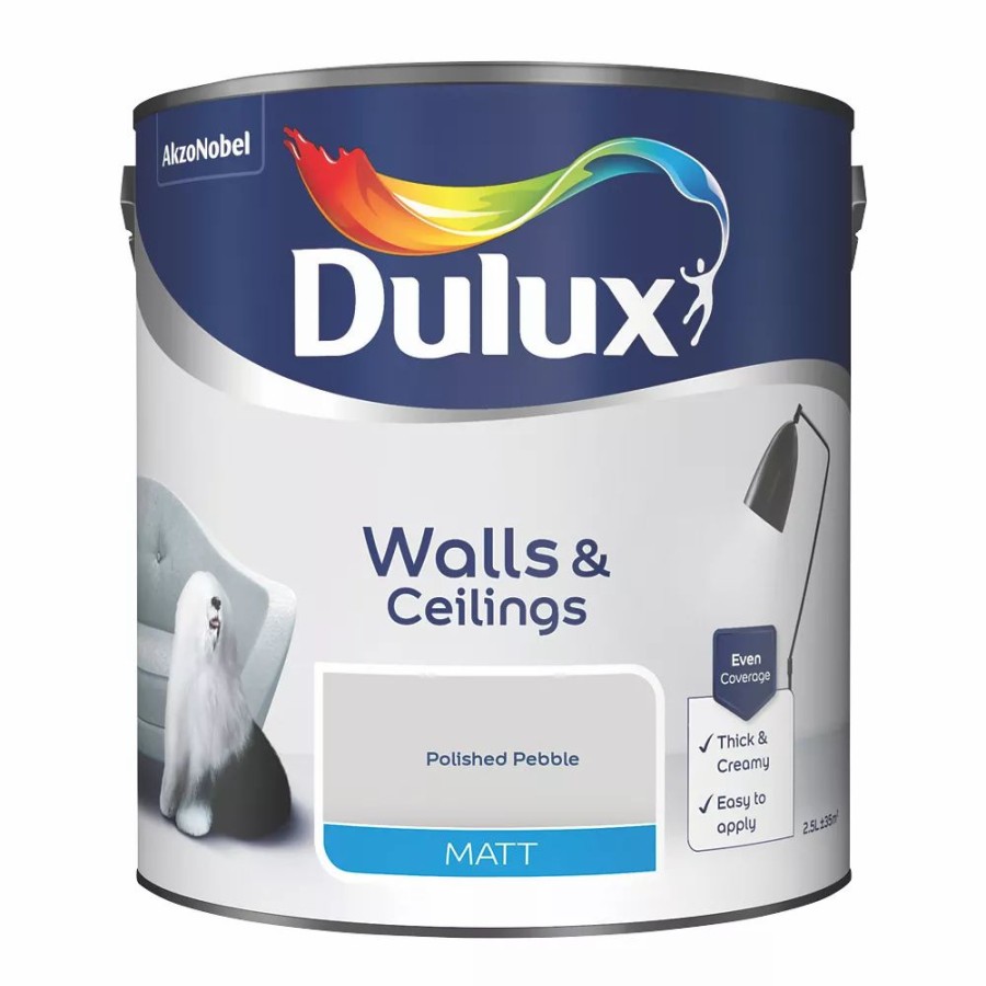 Decorating * | Dulux Matt Polished Pebble Emulsion Paint 2.5Ltr