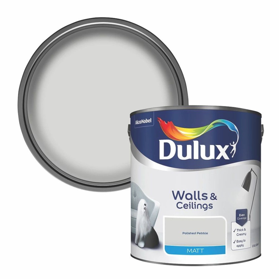 Decorating * | Dulux Matt Polished Pebble Emulsion Paint 2.5Ltr