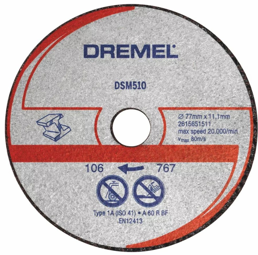 Angle Grinder Discs * | Dremel Dsm510 Metal/Plastic Compact Saw Cutting Wheel 3" (77Mm) X 2 X 11.1Mm 3 Pack