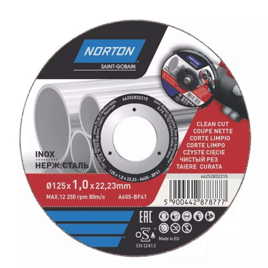 Angle Grinder Discs * | Norton Stainless Steel Metal Cutting Disc 5" (125Mm) X 1 X 22.2Mm