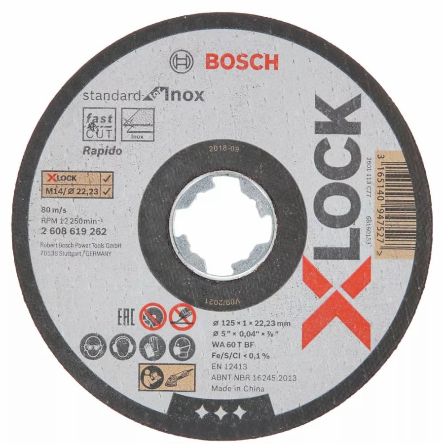 Angle Grinder Discs * | Bosch X-Lock Stainless Steel Cutting Disc 5" (125Mm) X 1 X 22.23Mm 10 Pack