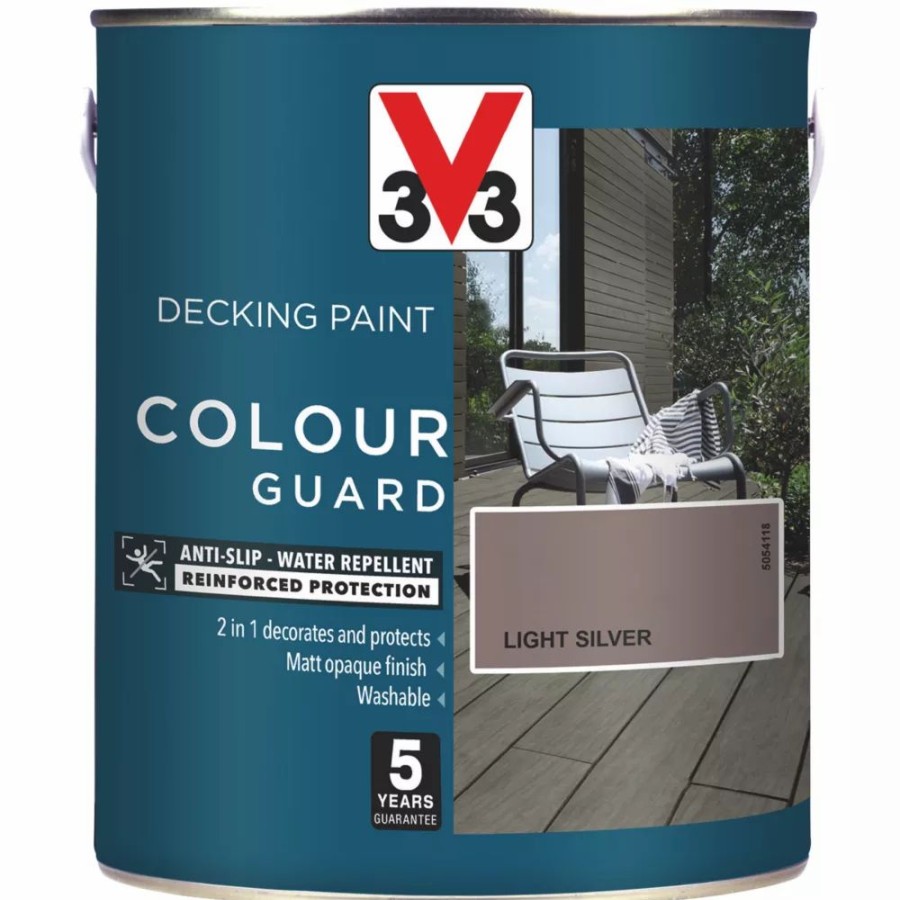 Decorating * | V33 Colour Guard Decking Paint Light Silver 2.5Ltr