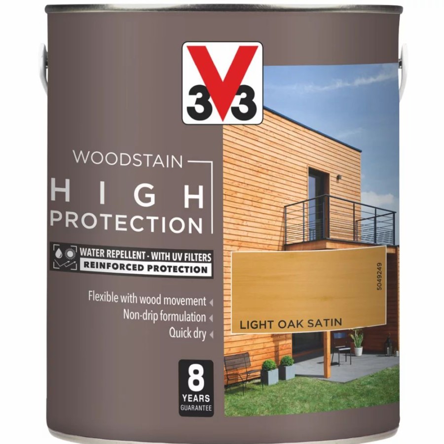 Decorating * | V33 High-Protection Exterior Woodstain Satin Light Oak 2.5Ltr