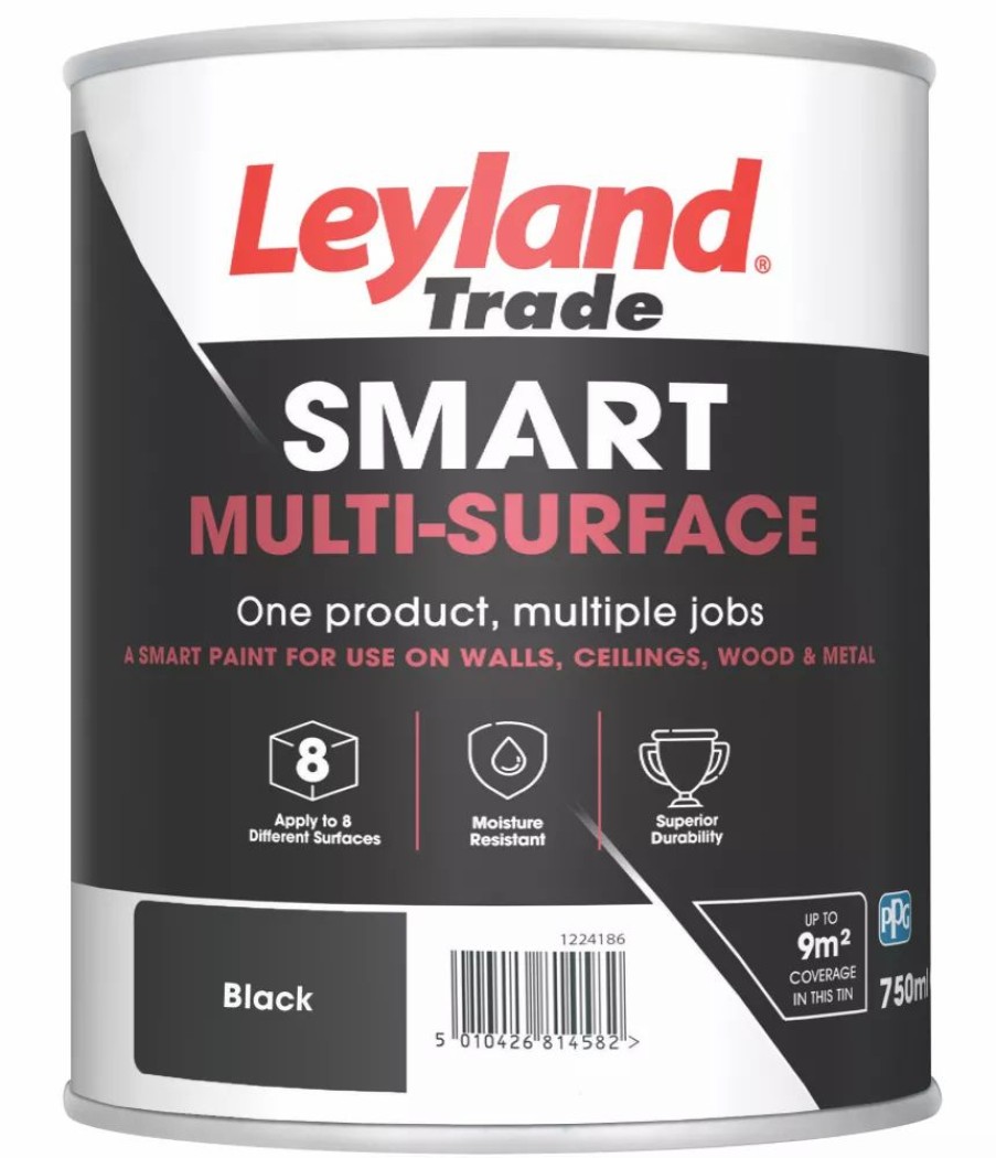 Decorating * | Leyland Trade Smart Eggshell Black Emulsion Multi-Surface Paint 750Ml