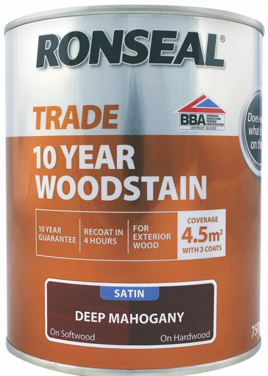 Decorating * | Ronseal Trade 10 Year Woodstain Satin Deep Mahogany 750Ml