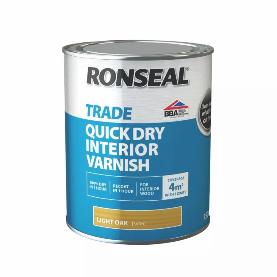 Decorating * | Ronseal Trade Quick-Dry Interior Varnish Satin Light Oak 750Ml