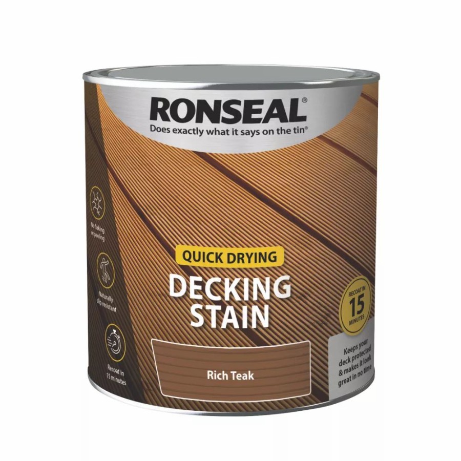 Decorating * | Ronseal Quick Drying Decking Stain Rich Teak 2.5Ltr