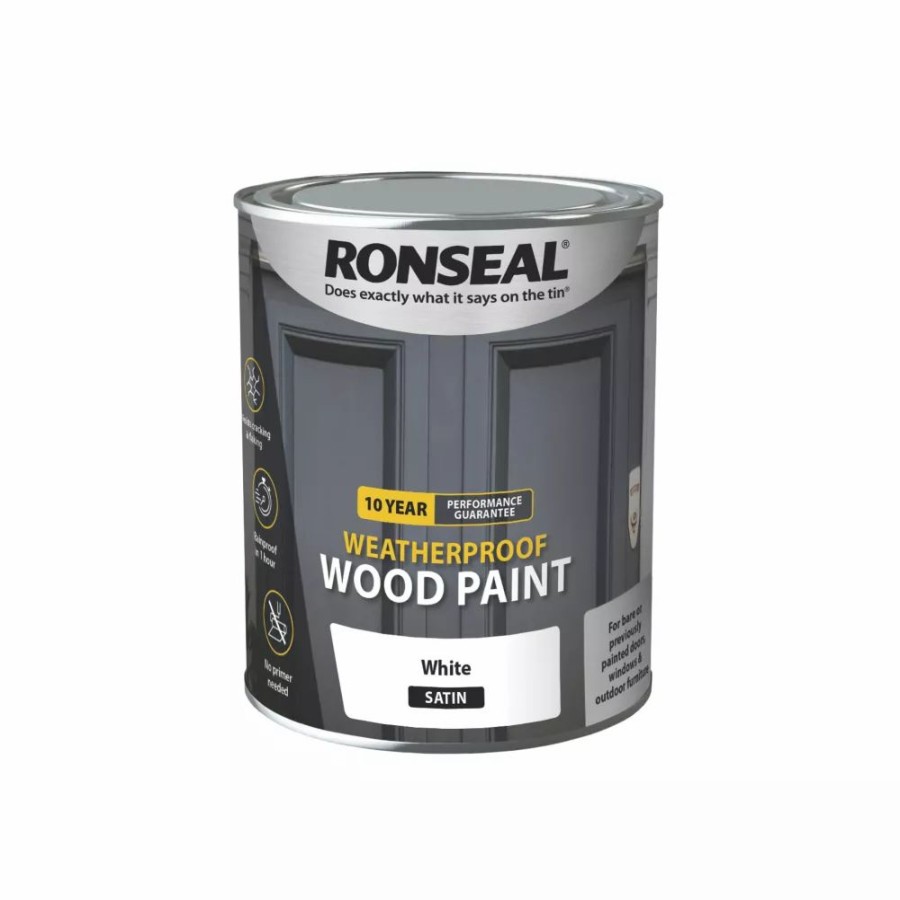 Decorating * | Ronseal 10-Year Exterior Wood Paint Satin White 750Ml