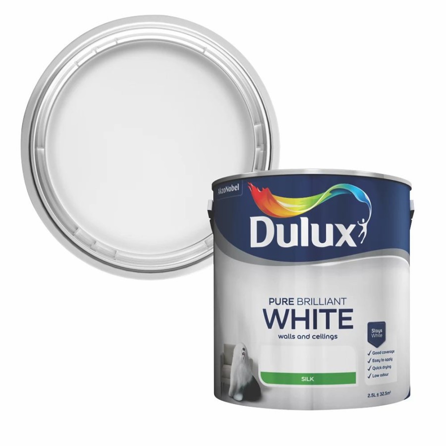 Decorating * | Dulux Silk Pure Brilliant White Emulsion Paint 2.5Ltr