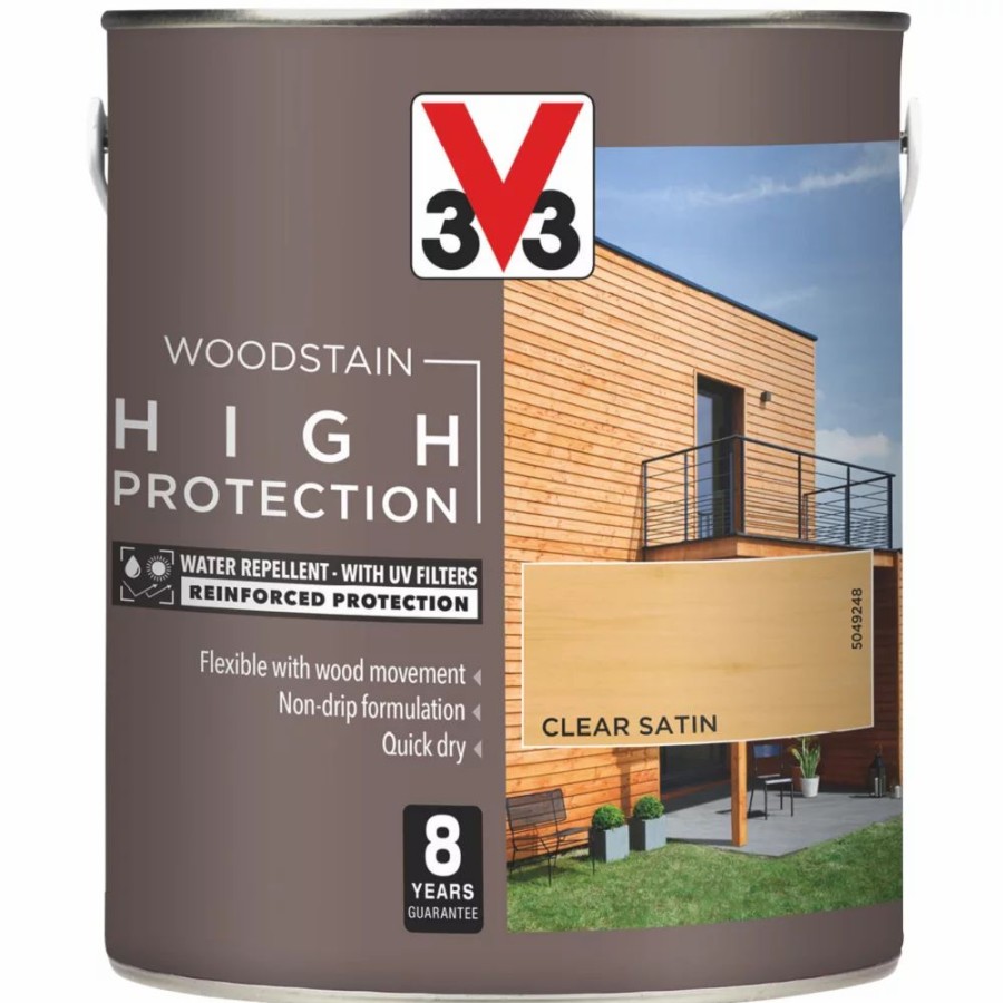 Decorating * | V33 High-Protection Exterior Woodstain Satin Clear 2.5Ltr