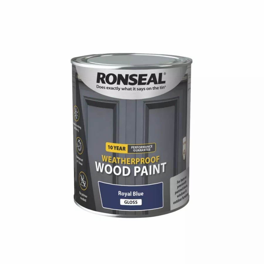 Decorating * | Ronseal 10-Year Exterior Wood Paint Satin Royal Blue 750Ml