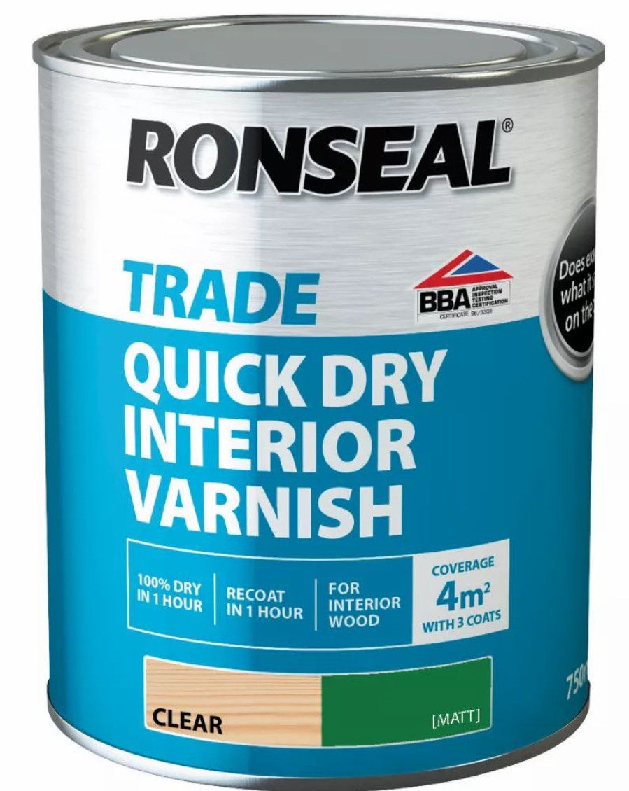 Decorating * | Ronseal Trade Quick-Dry Interior Varnish Matt Clear 750Ml