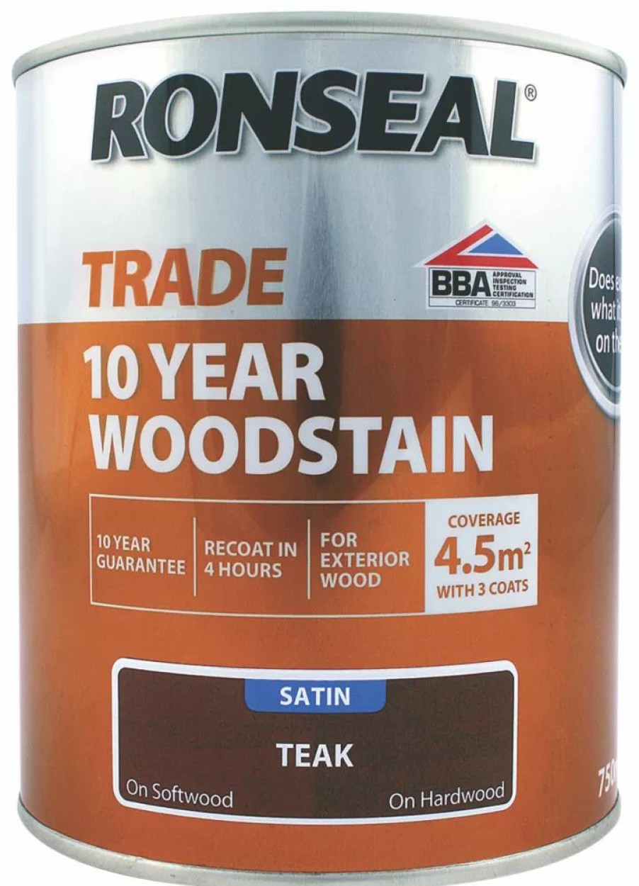 Decorating * | Ronseal Trade 10 Year Woodstain Satin Teak 750Ml