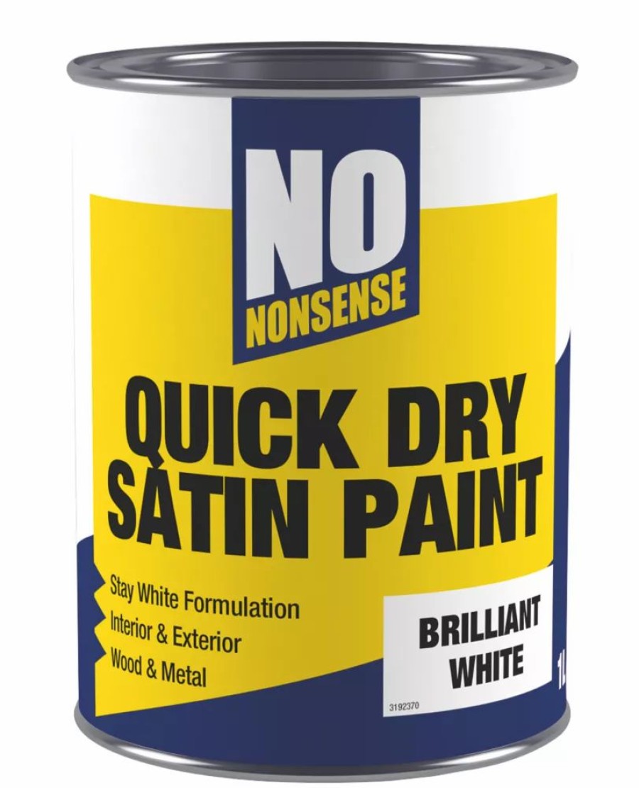 Decorating * | No Nonsense Satin Brilliant White Acrylic Water-Based Paint 1Ltr