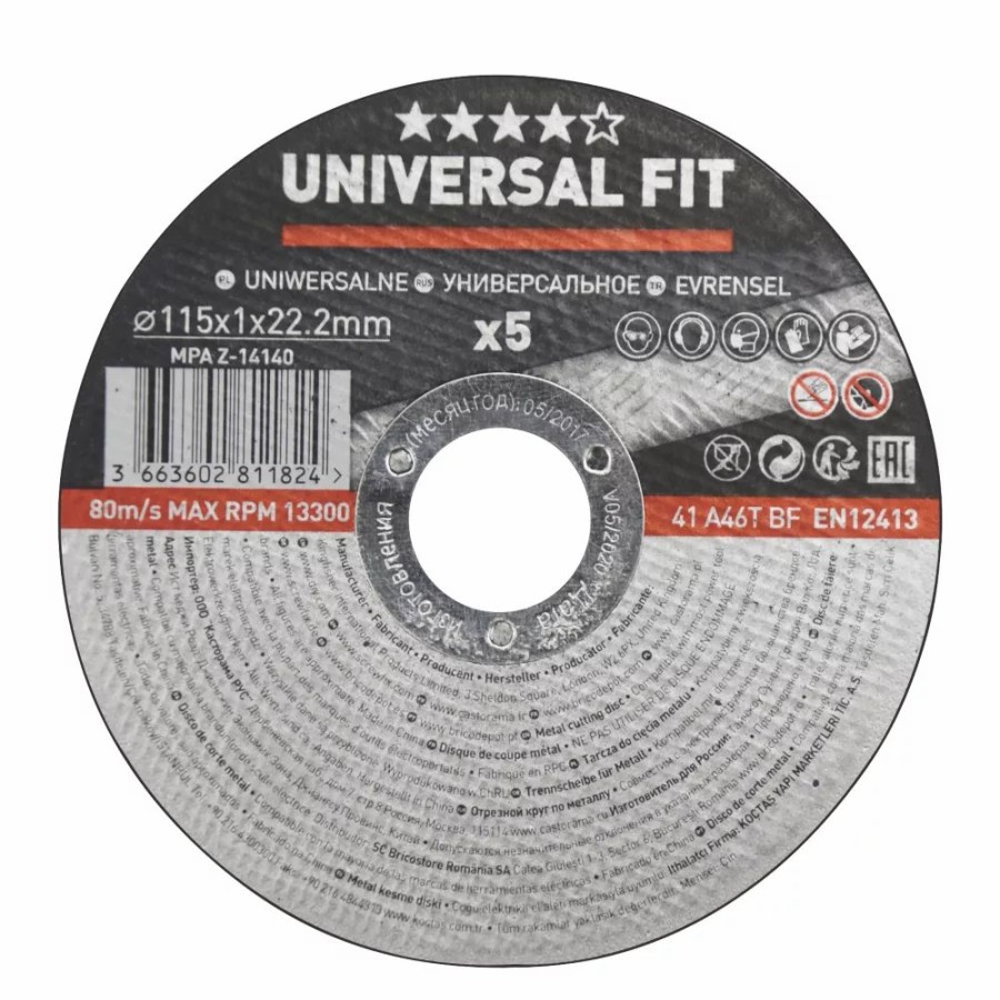 Angle Grinder Discs * | Essentials Metal Metal Cutting Disc 4 1/2" (115Mm) X 1 X 22.2Mm 5 Pack