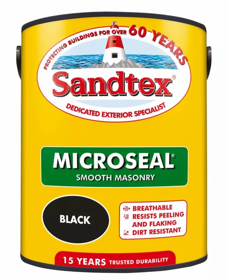 Decorating * | Sandtex Ultra Smooth Masonry Paint Black 5Ltr