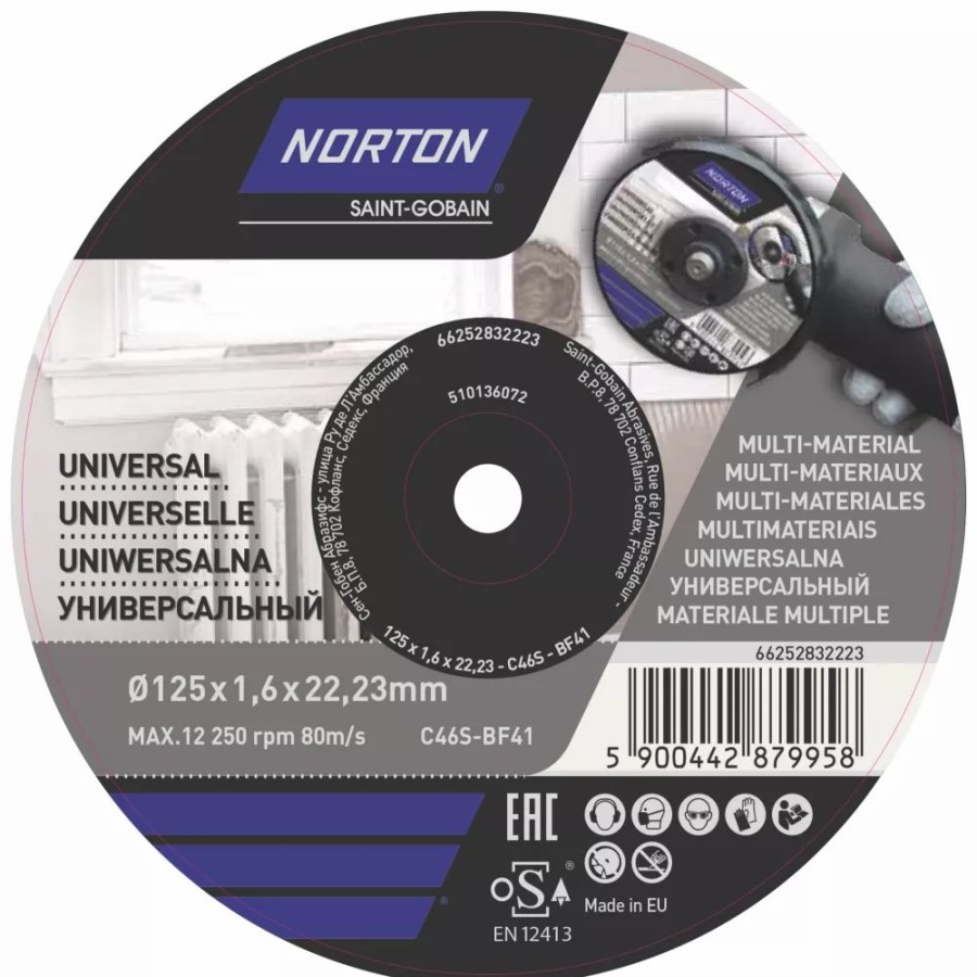 Angle Grinder Discs * | Norton Multi-Material Cutting Disc 5" (125Mm) X 1.6 X 22.23Mm 5 Pack